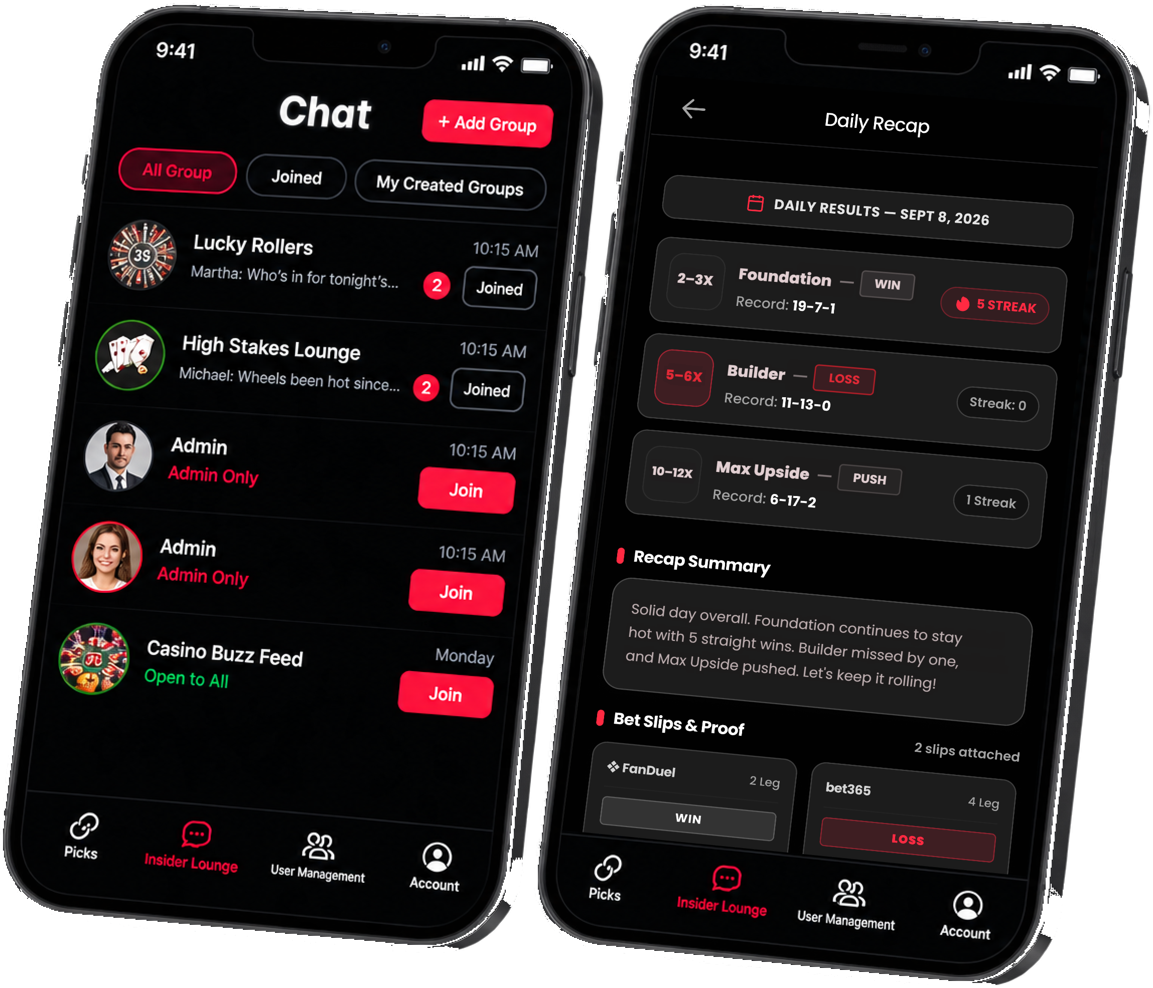 SCI app screens