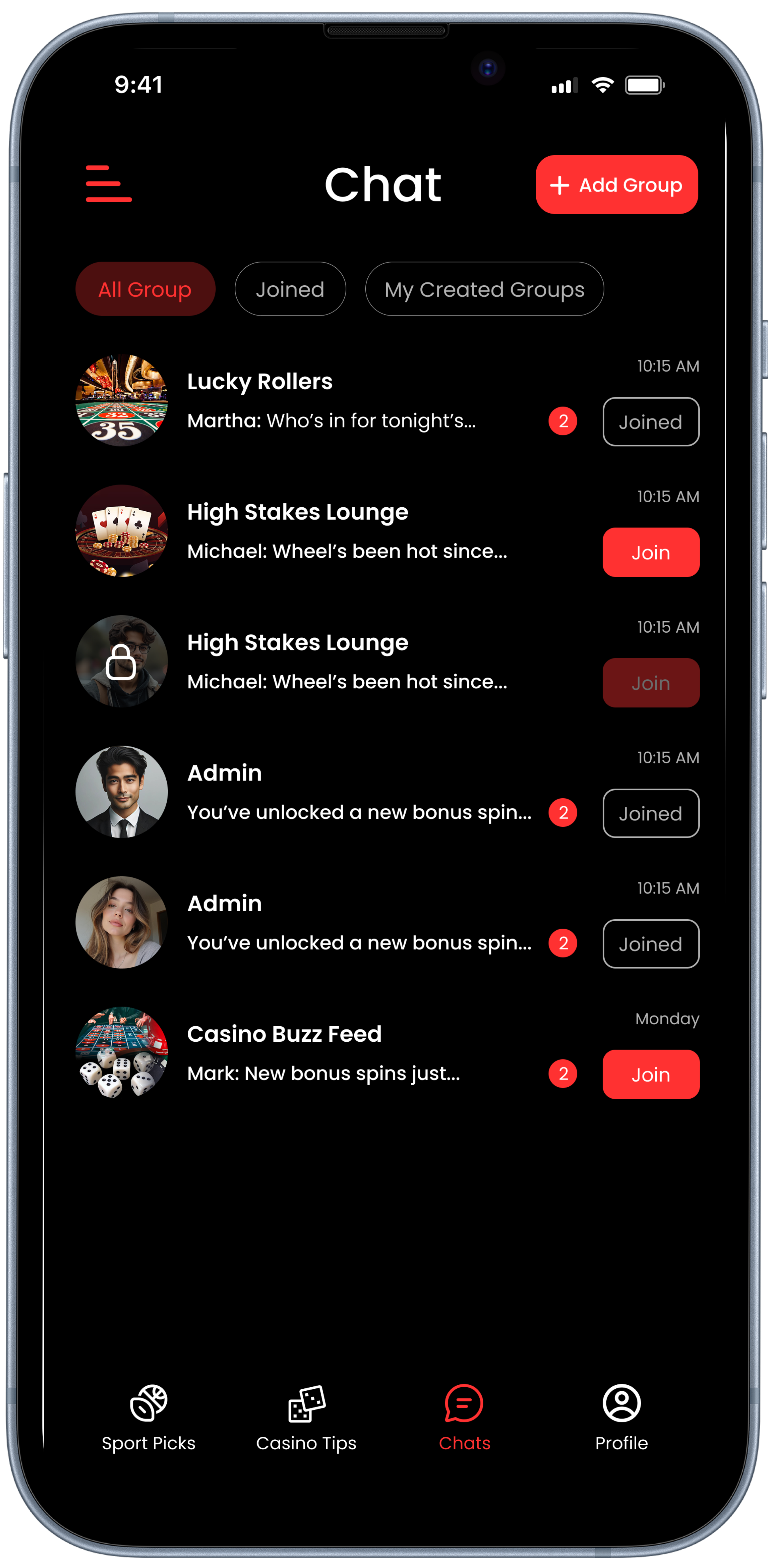 SCI Lounge chat screen